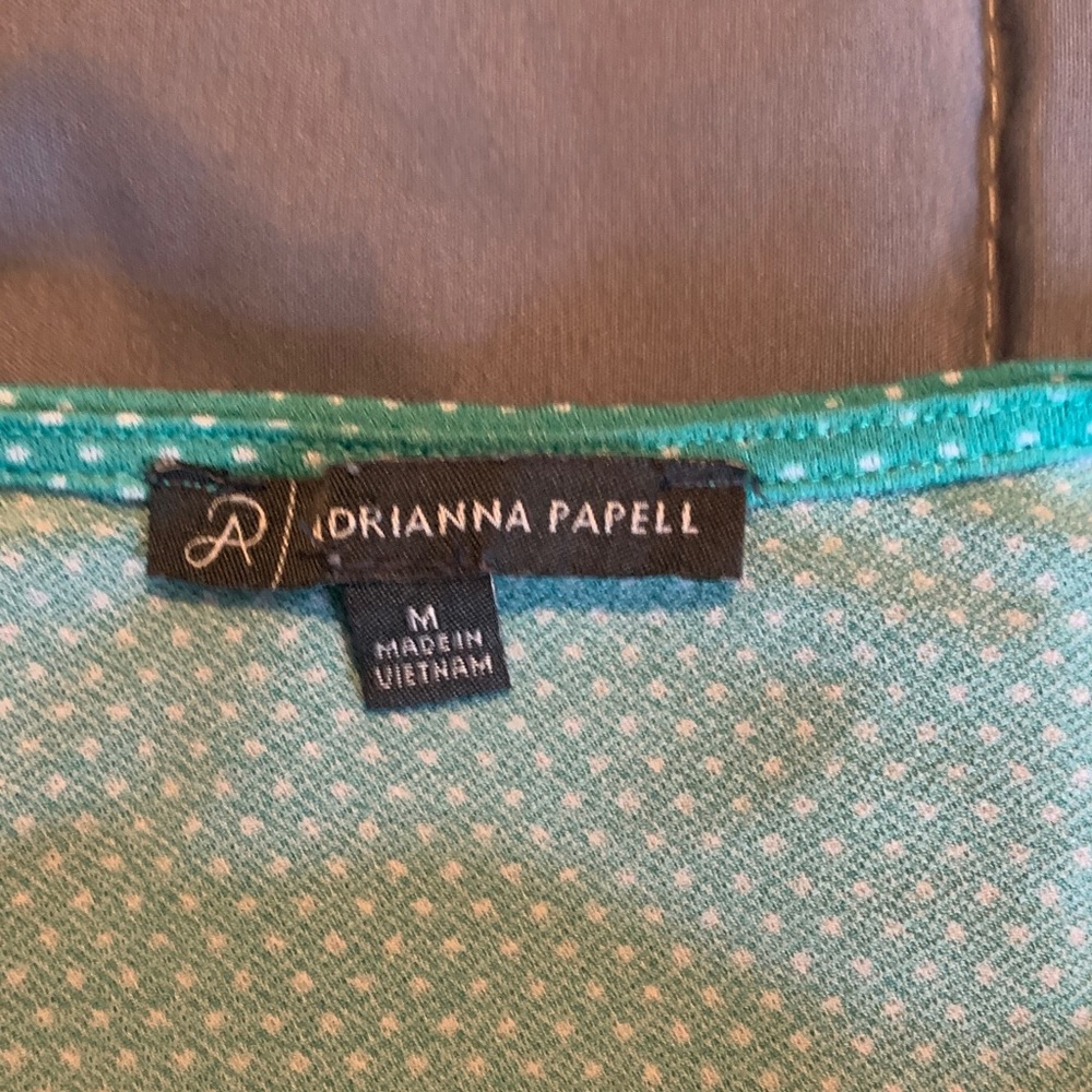 ADRIANNA PAPELL Turquoise Ruffle V-Neck Blouse - Picture 4 of 4